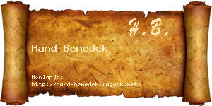 Hand Benedek névjegykártya
